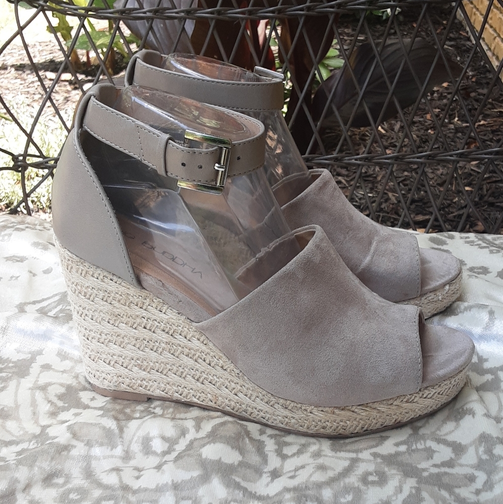 Big Budda Vegan Leather Espadrille Wedge Sandal.